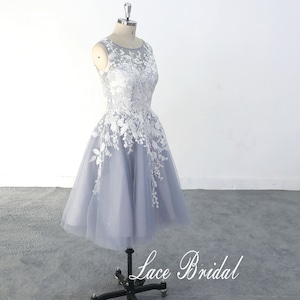 Gray blue wedding dress Custom Short Wedding Dress, Knee Length Wedding Dresses  Short High Quality Lace Wedding Dresses