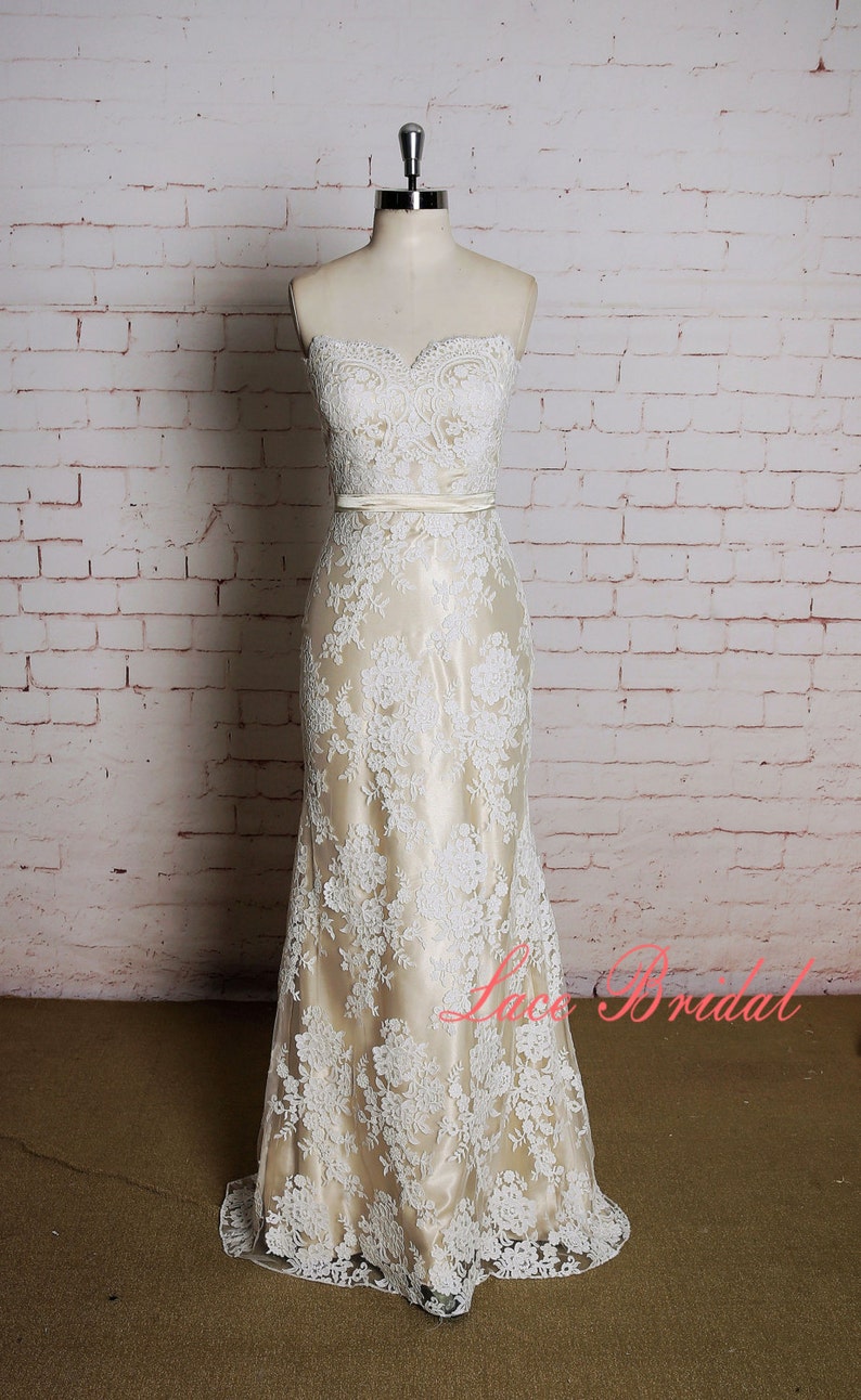 Sheath Style Wedding Dress with Sweetheart Neckline Exquisite | Etsy