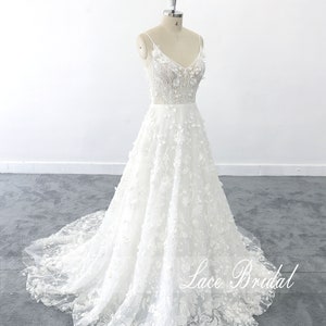 Classic A-line Wedding dress, Wedding dress, Lace wedding dress, Airy Summer Wedding Dress