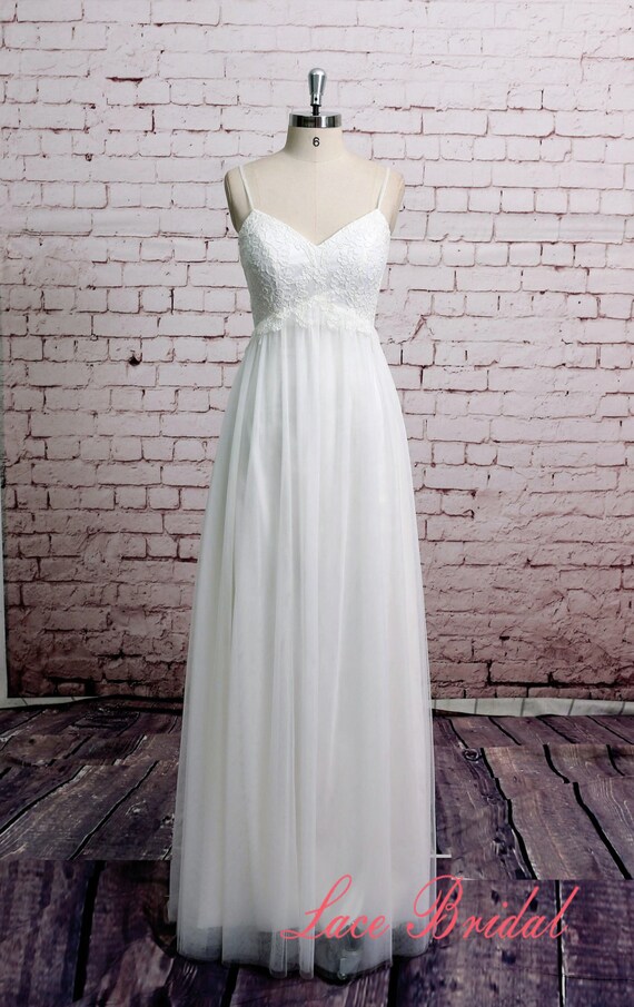 Spaghetti Straps Wedding Dress Tulle Skirt Bridal Gown Beach Etsy