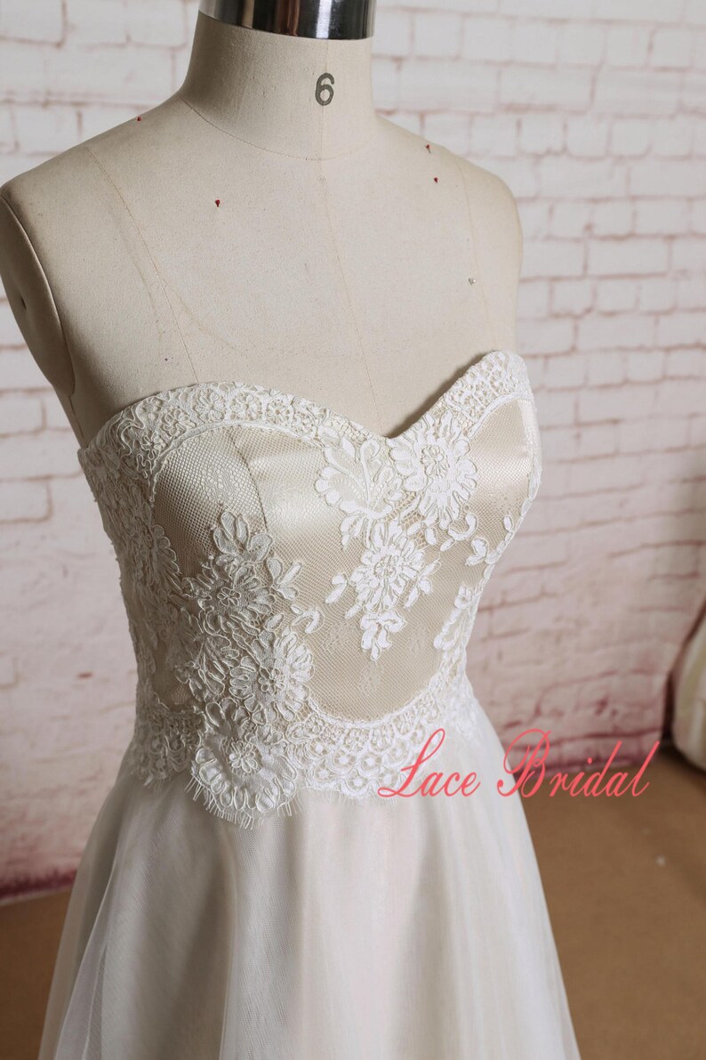 Champagne Underlay Wedding Dress Plain Skirt Bridal Gown Etsy