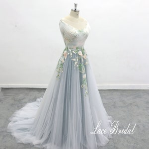 Forest Fairy Wedding Dress, Off Shoulder Sleeve Flowing Wedding Dress Green Lace Wedding Dress Green Lined Wedding Dress