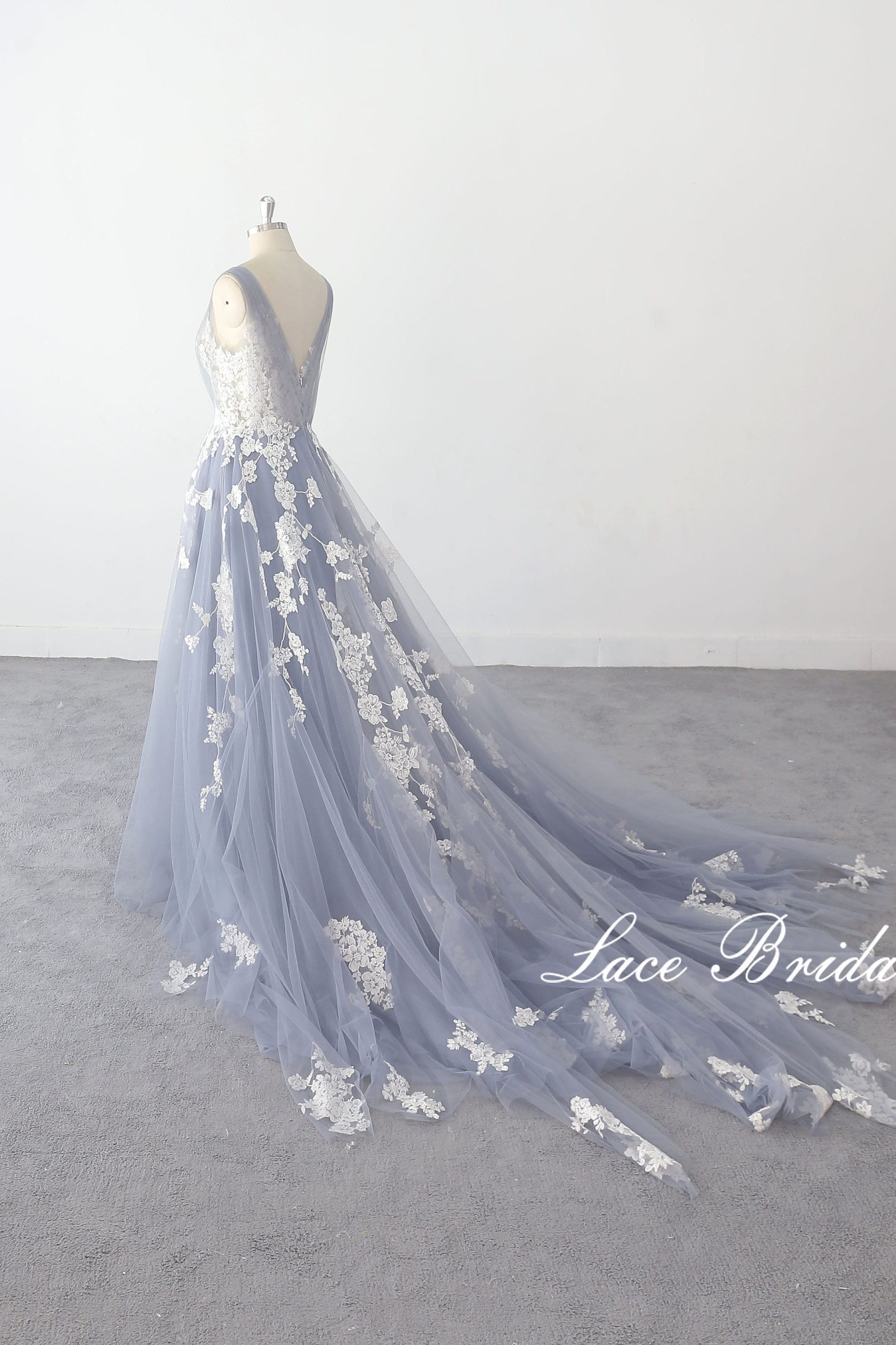 Buy Graceful Navy Blue Art Silk Wedding Gown | Inddus.com.