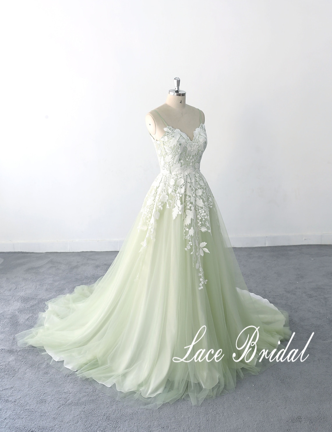 bohemian wedding dress lace wedding dress Sage Green wedding image 1