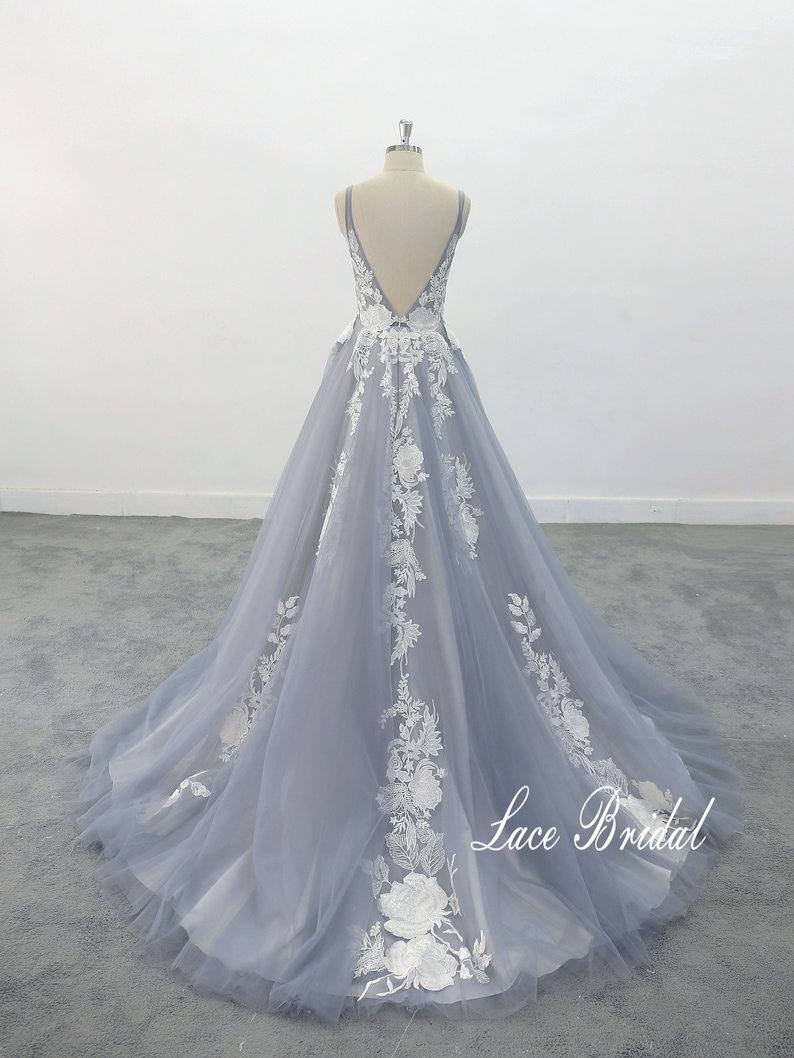 Custom Wedding Dress Wedding Dress Dusty Blue Wedding Dress - Etsy
