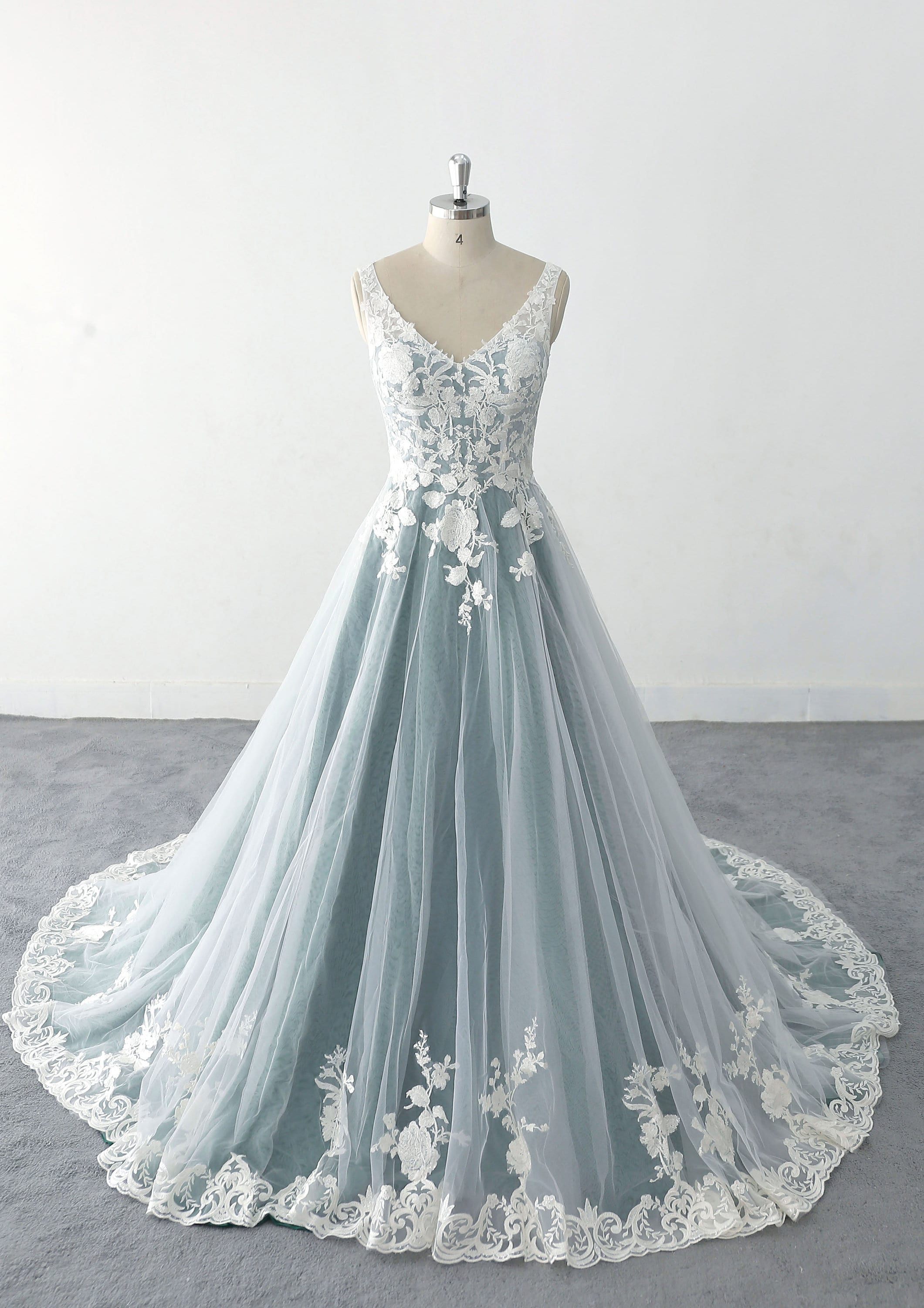 custom wedding dress Ivory Lace , Dark Green Lined Tulle Ball Gown custom wedding dress Ivory Lace , Dark Green Lined Tulle Ball Gown