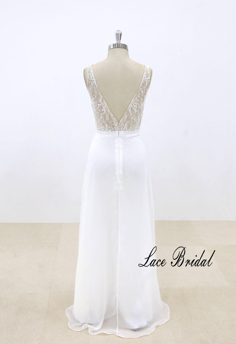 Slim A Line Wedding Dress with Beige Underlay for the Bodice Etsy