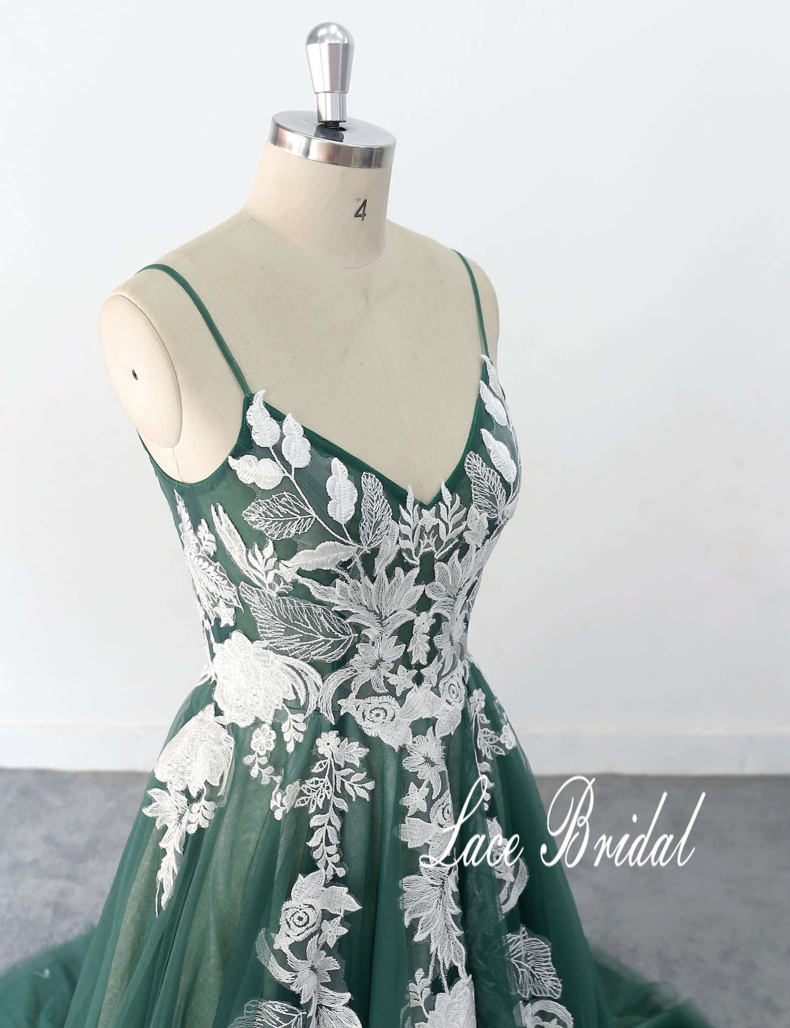 Dark Green Wedding Dress Lace Wedding Dressbohomian Lace - Etsy