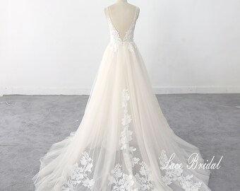 Vestido de novia de encaje personalizado, vestido de novia de