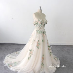 Forest Fairy Wedding Dress,  Green Lace Wedding romantic forest wedding wedding dress colorful wedding dress