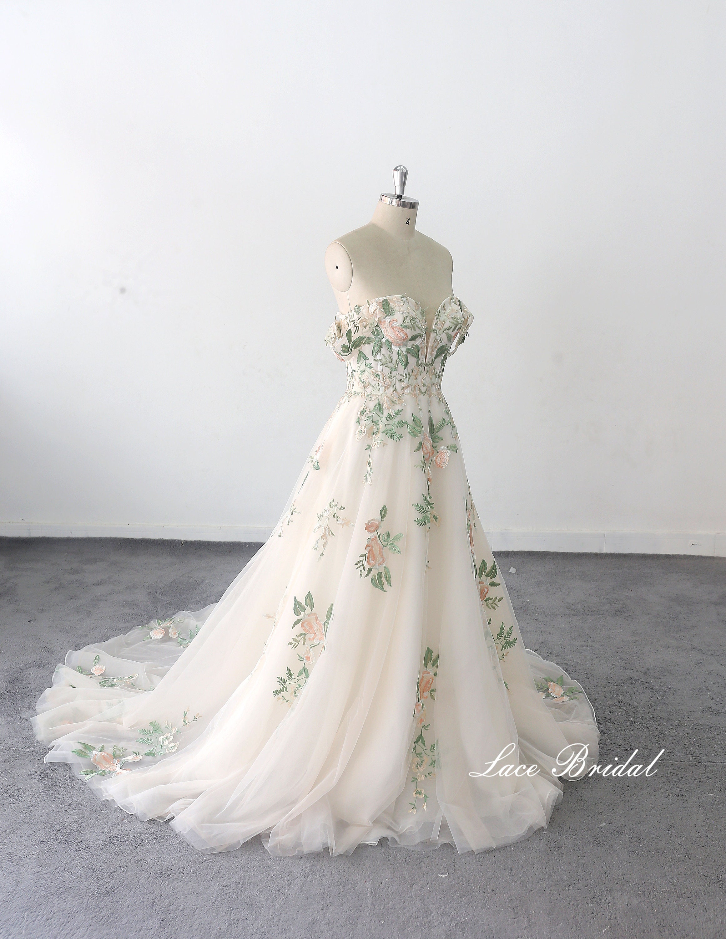 White and Green Wedding Dress Canada