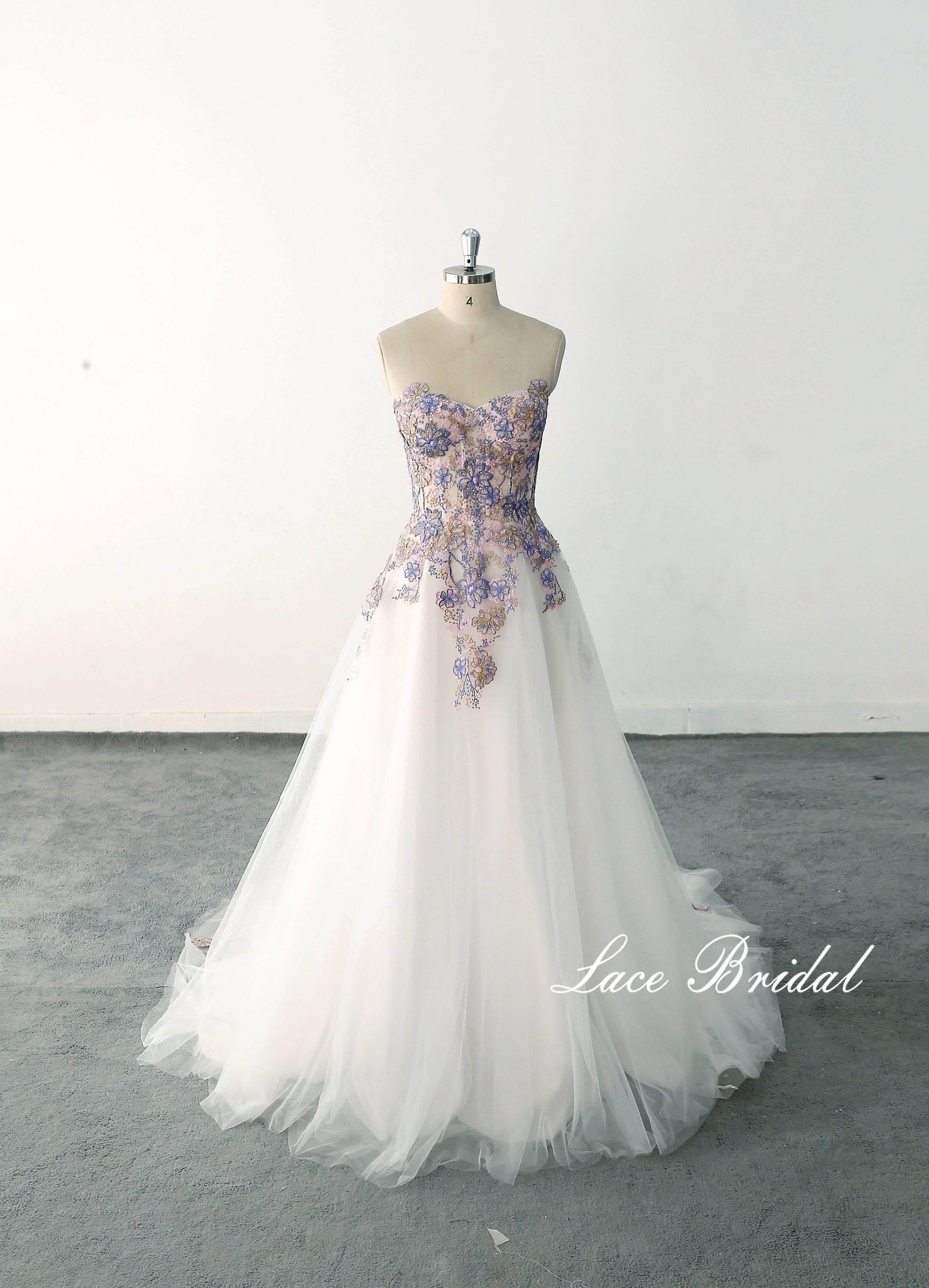 strapless open back dress White Lace Mini Dress With Purple Floral Design – Sophie's Boutique Valdosta main image 1