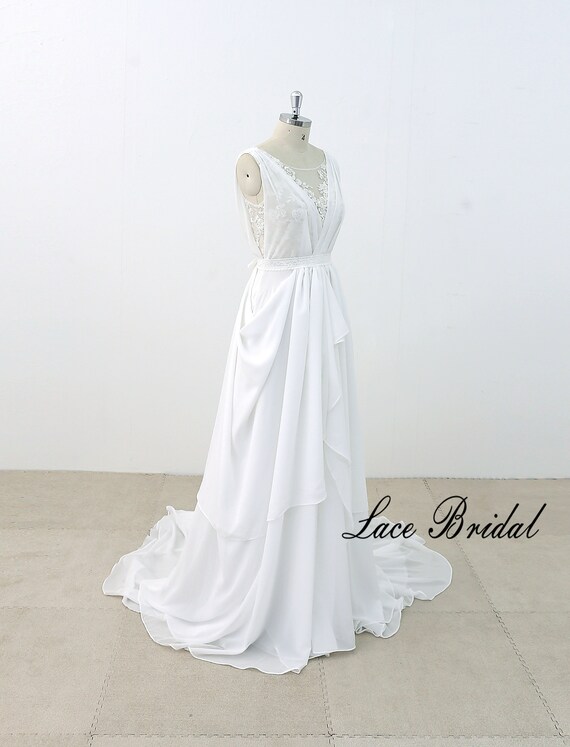 vintage boat neck wedding dress