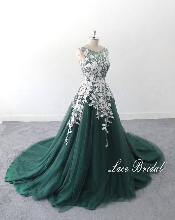 dark green wedding dresses