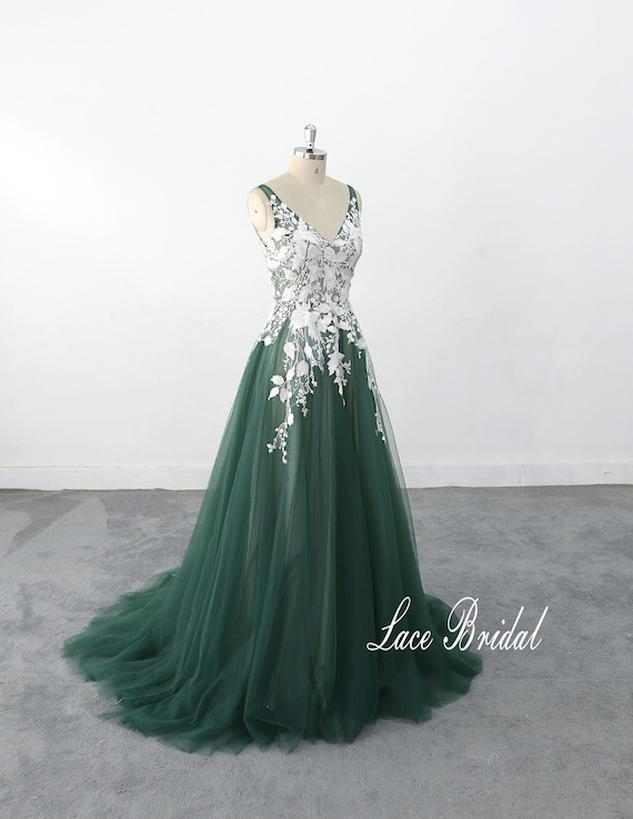 dark green wedding dress