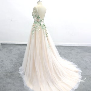 Custom Wedding Dresses Forest Fairy Wedding Dress, Green Lace Wedding V ...