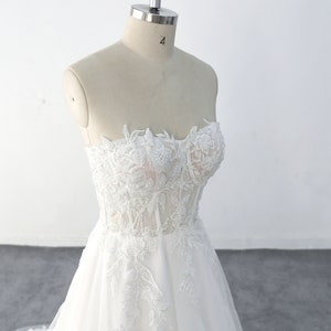 Lace Beaded Wedding Dress Lace corset wedding dress  a line wedding dress Transparent Sexy Wedding Dress