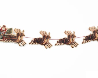 Santa Sleigh and Reindeer Garland