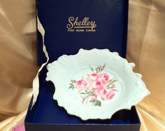 SHELLEY Blue Rose Trinket Dish (Boxed)