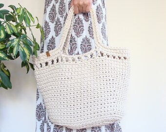 Crochet beach bag, custom basket bag, cotton rope bag, boho basket puse