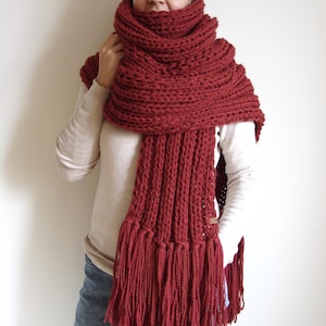Chunky knit wool and alpaca scarf, xxl fringe scarf, giant knitted wrap scarf, extra large winter scarf with tassels, Christmas gift