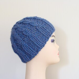 Knit unisex beanie hat, fitted chunky cable hat, wool winter hat, knitted soft woolen toque image 4