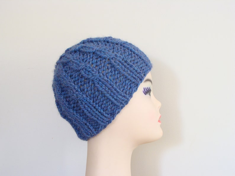 Knit unisex beanie hat, fitted chunky cable hat, wool winter hat, knitted soft woolen toque image 4