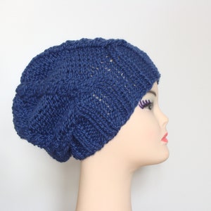 Chunky knit beanie hat, slouchy cable beanie for women, winter wool hat, knitted toque image 7