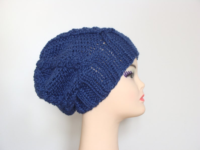 Chunky knit beanie hat, slouchy cable beanie for women, winter wool hat, knitted toque image 7