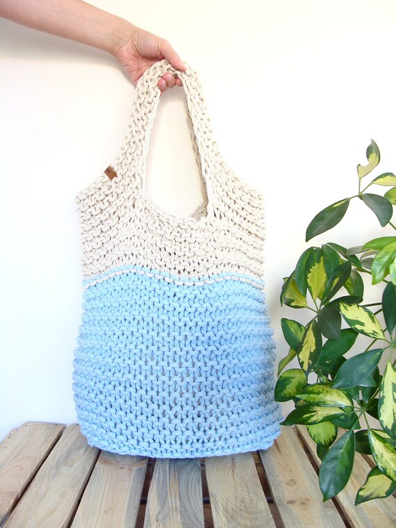 knitted beach bag