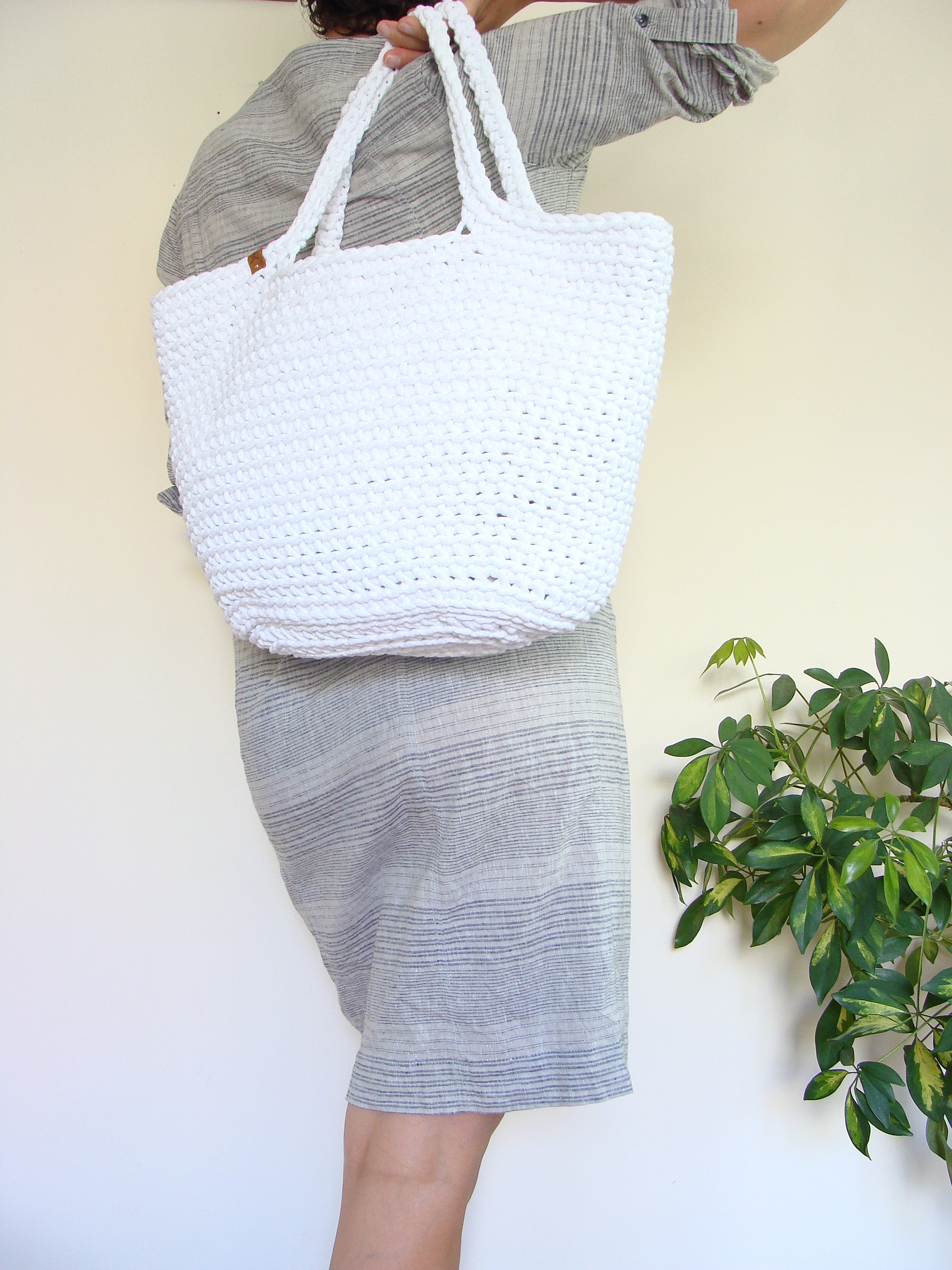 Custom Crochet Bag Summer Basket Bag Cotton Cord Bag Beach - Etsy