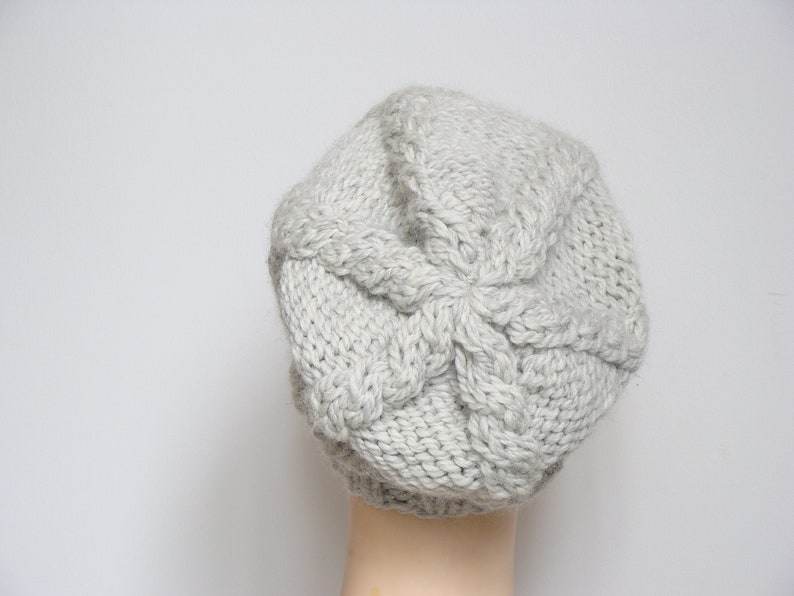 Chunky knit beanie hat, slouchy cable beanie for women, winter wool hat, knitted toque image 8