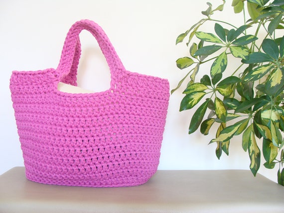 Raspberry basket bag crochet rope bag cotton basket bag | Etsy
