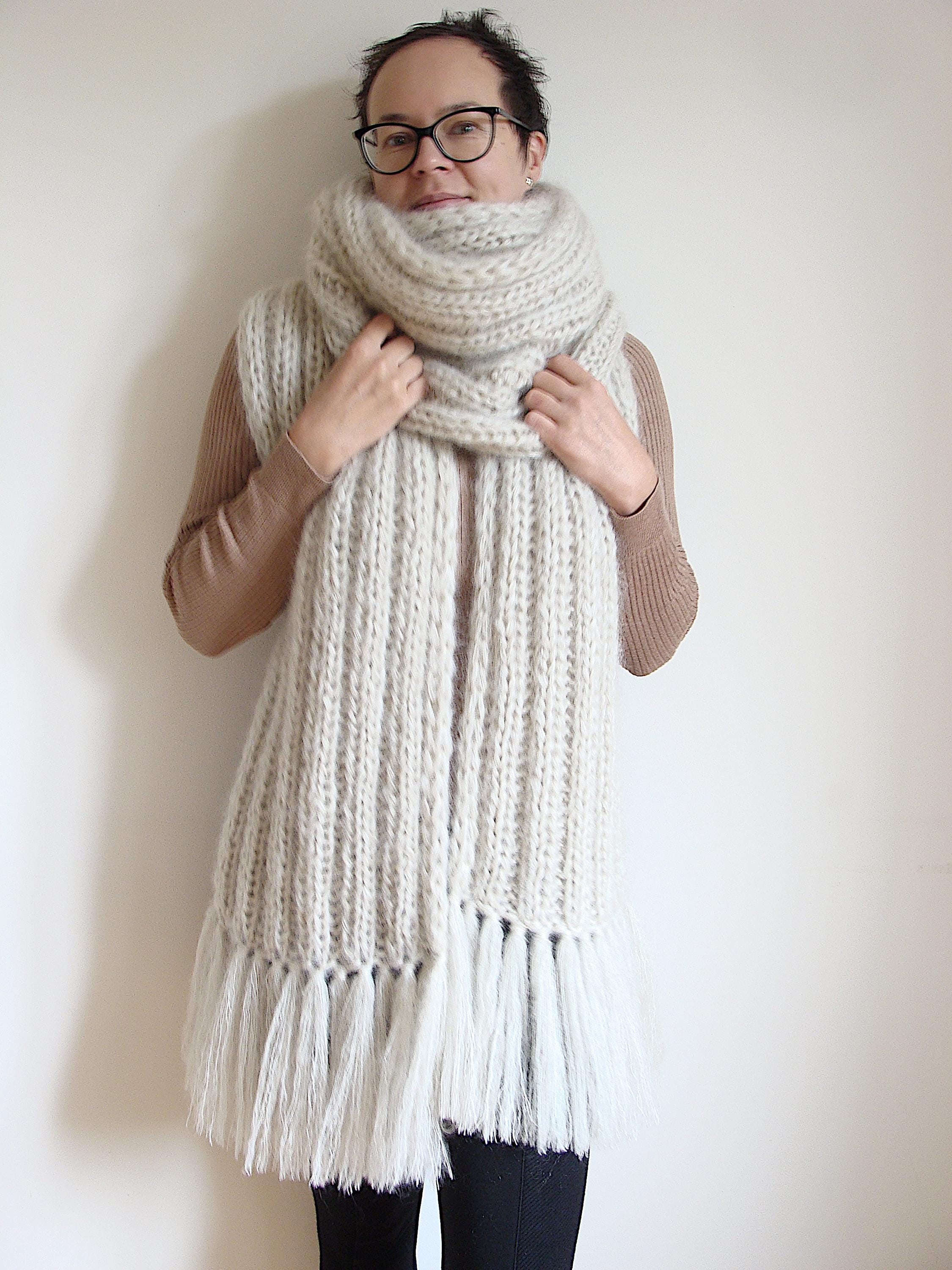 Oversized Mohair Knit Scarf: Extra Long Chunky Tassel Wrap - Etsy