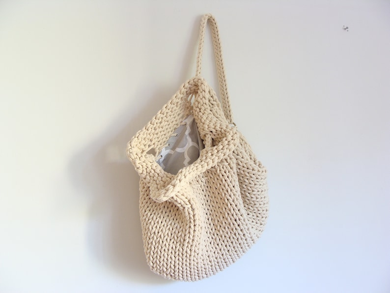 Knit Cotton Sack Backpack Women's Drawstring Backpack - Etsy