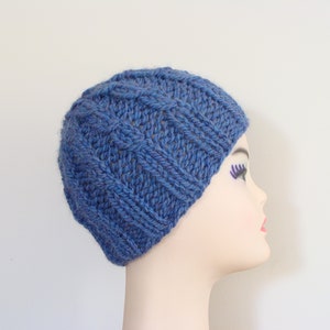 Knit unisex beanie hat, fitted chunky cable hat, wool winter hat, knitted soft woolen toque image 2