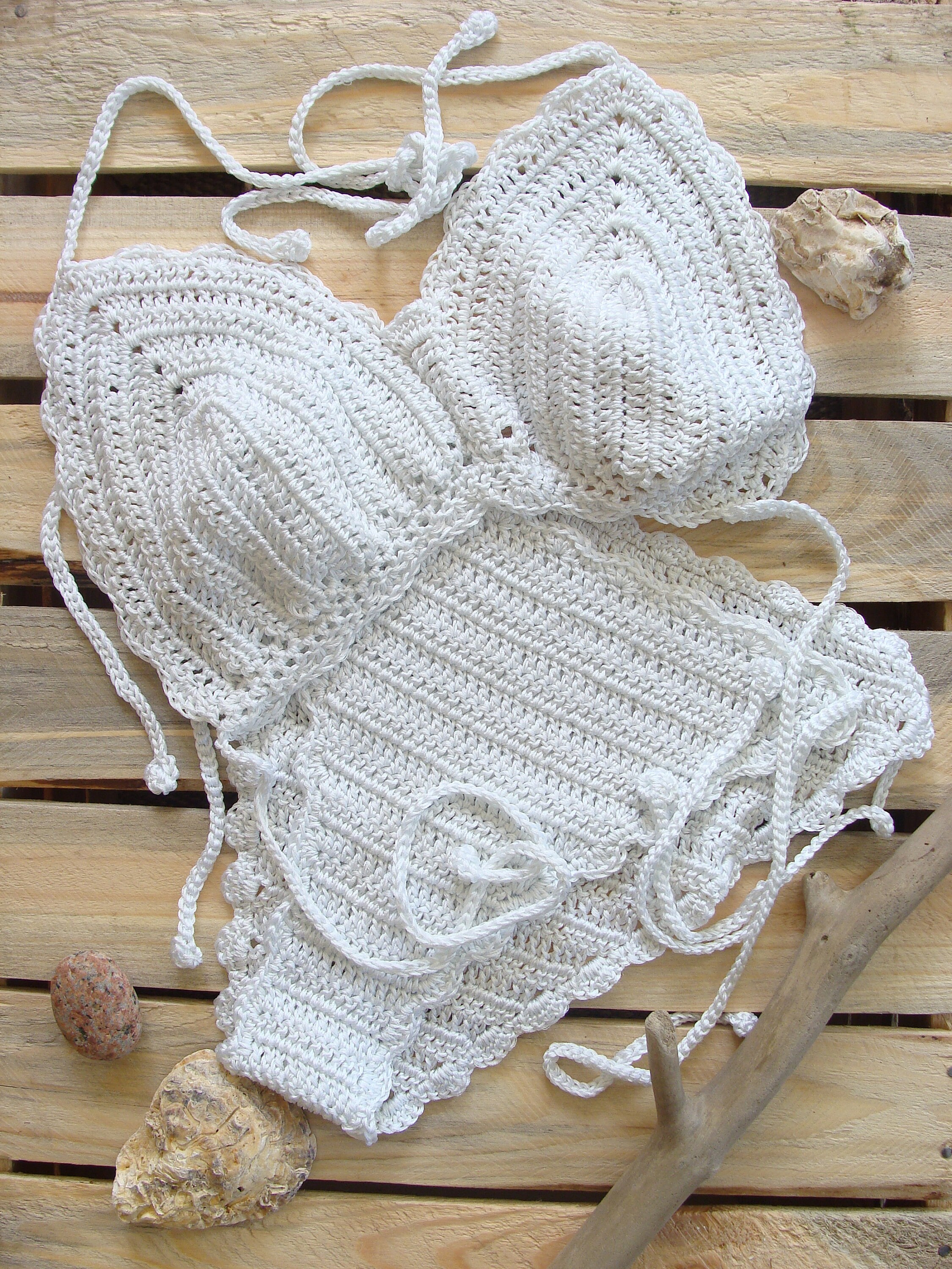 White crochet swimsuit crochet bath suit white triangle | Etsy