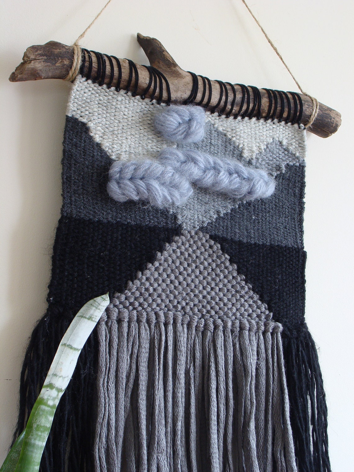 Monochrome Berg Wandbehang gewebte Wandteppich hängen | Etsy