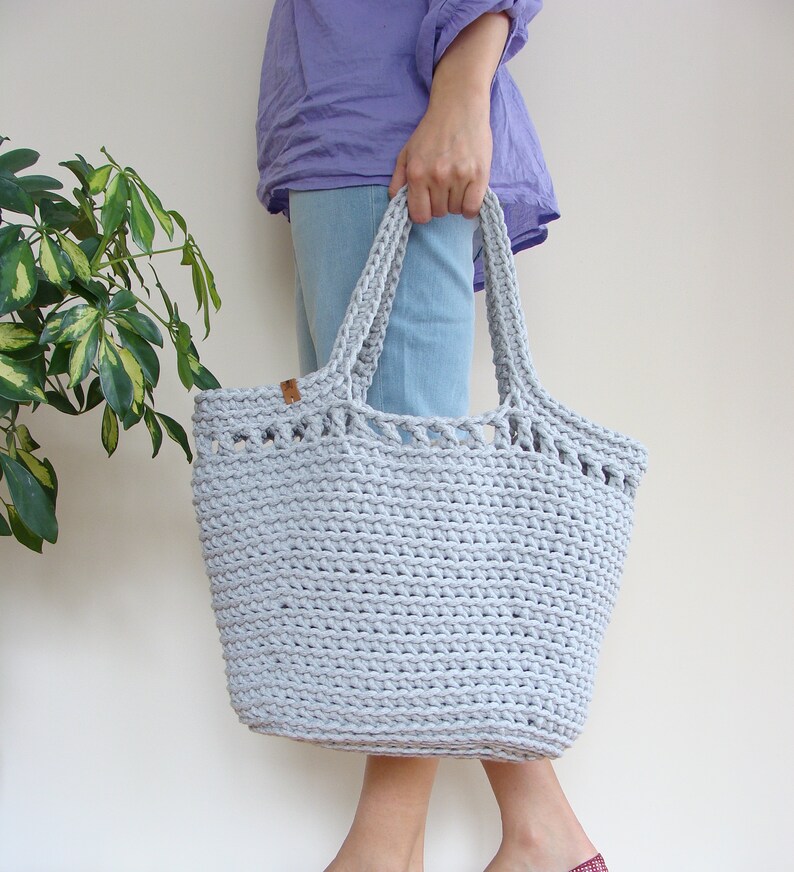 Crochet Beach Bag Custom Basket Bag Cotton Rope Bag Boho - Etsy