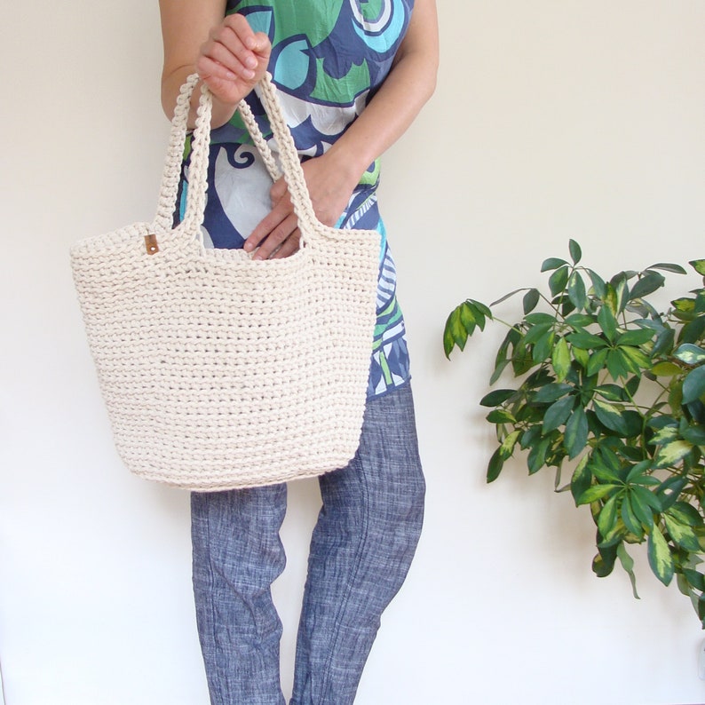 Cotton basket bag summer crochet bag beach bag custom bag | Etsy