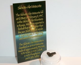 Genuine Meteorite Sikhote-Alin Shrapnel with Gem Case & Information Card: Cosmic History