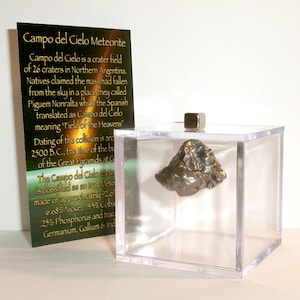Campo del Cielo Meteorite | 17.2g Crystal | Display Cube & Magnet | Great Educational Gift Idea