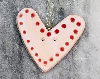 Love Heart Pottery Ornament, Sussex Ceramics UK, Romance, Romantic Handmade Clay Ornaments, Kiln Fired Clay, Home Decor, Valentine Day Gift.
