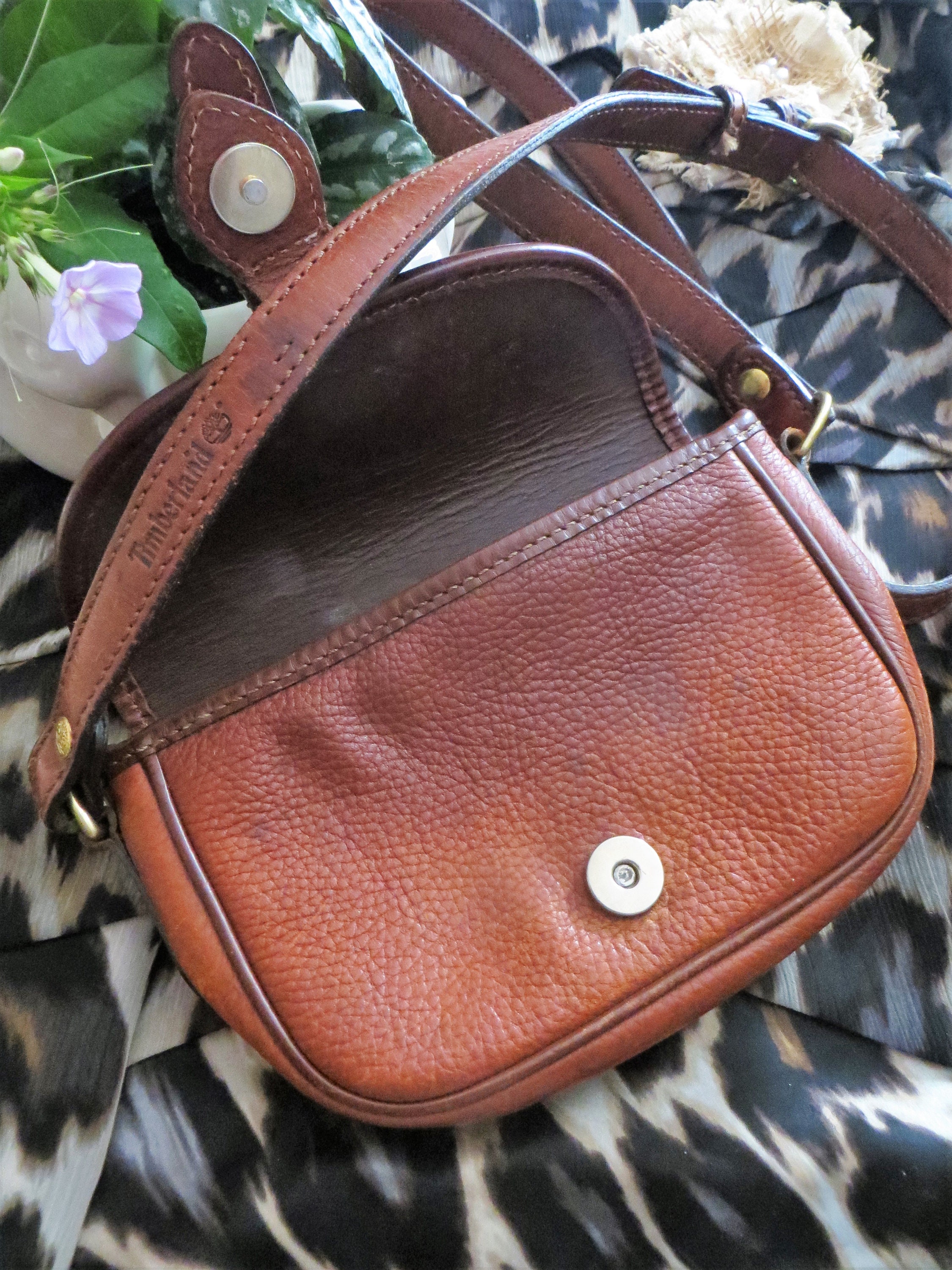 Vintage Timberland Bag Brown Leather Crossbody Purse Boho Etsy