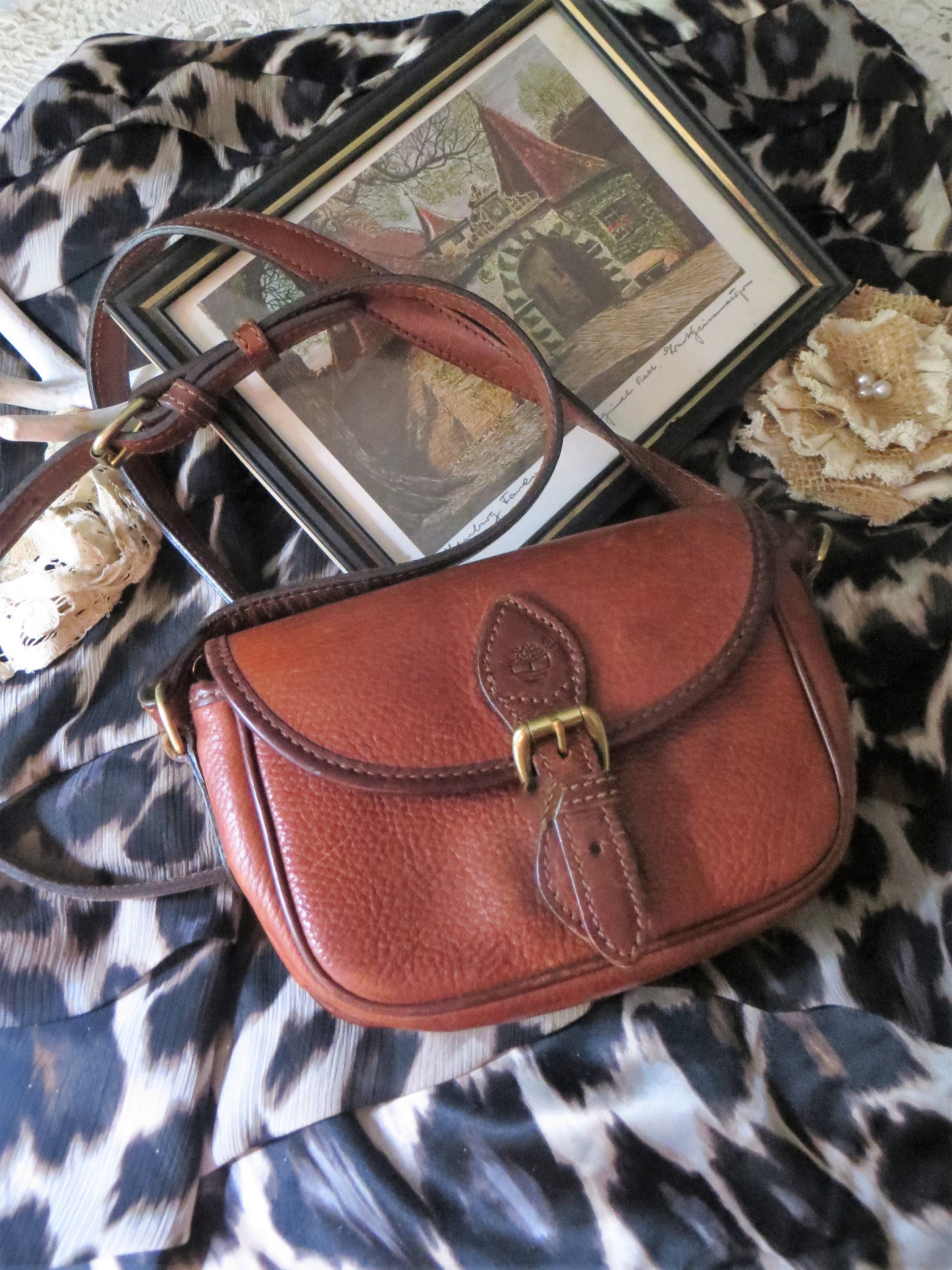 Vintage Timberland Bag Brown Leather Crossbody Purse Boho Etsy