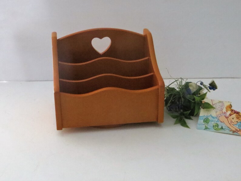 Rotating Desktop Organizer Heart Cutout Wood Desk Caddy Etsy