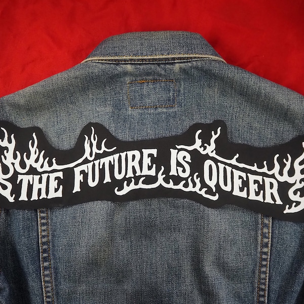 The Future Is Queer top rocker patch - queer patch, queer punk back patch, patches for jackets, lgbt banner patch, non binary patch, lgbtq