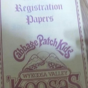 Cabbage Patch Kinderadoptiepapieren Geboorteakte CPK Vintage Koosas