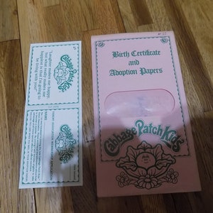 Cabbage Patch Kids Adoption Papers Birth Certificate CPK Maud Hatty - Etsy