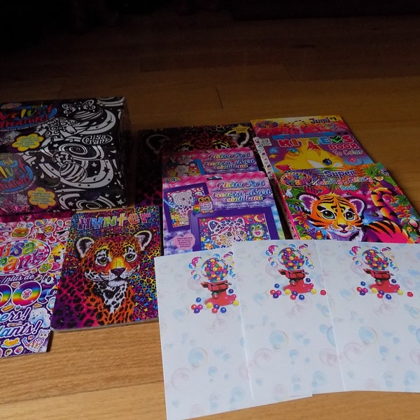 Lisa Frank Stationery Chest Vintage SEALED NEW Puzzles Coloring Books Stickers Stamps Hunter Gumballs